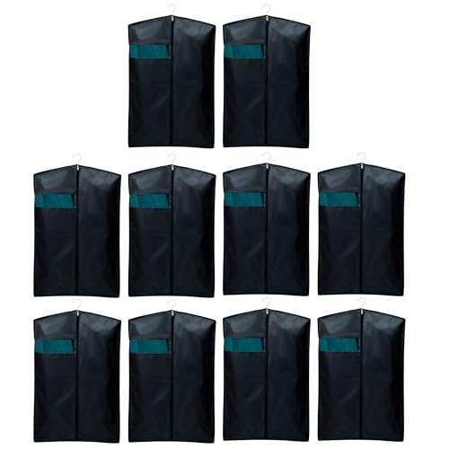 Image of Men's Coat & Blazer Cover | Fold-Over Rexin Garment Bag | Durable, Dustproof, Moisture-Proof Suit & Jacket Protector | Breathable Storage Solution (Set of 10, Black) | Height-36 inch