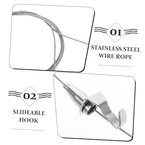 Image of Adjustable Wire Rope Hangers 2pcs Steel Picture Frame Hanging Hardware Photo