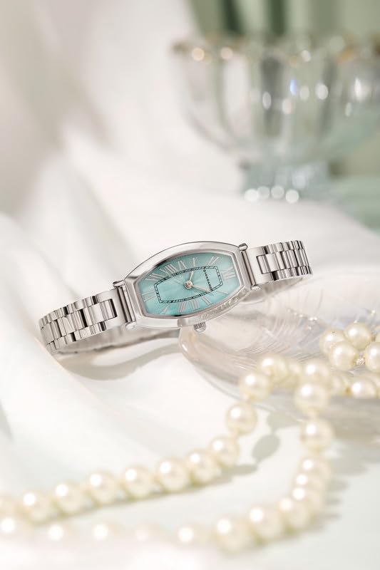 Image of Giordano Silver Oval Shape Dial Watch for Women - Elegant Roman Numerals, Stainless Steel Strap, Sleek Analog Design