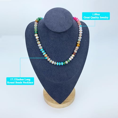 Pierre précieuse perlée authentique sur collier multicolore style bohème - 2