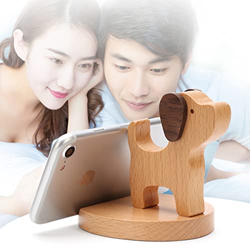Bounabay Handy Ständer, Handyständer aus Holz, Universal Halterung für Schreibtisch, Creative Hunde Handy Halterung für Smartphone iPhone iPad Tablet Teller PC