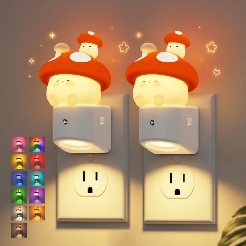 Image of JandCase Night Light for Kids,3D Mushroom Night Lights Plug into wall