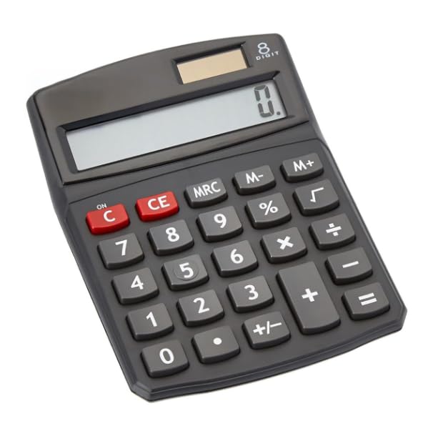 Calcolatrice da tavolo portatile nera a 8 cifre con display LCD, 1 pezzo,黑色,1 件装
