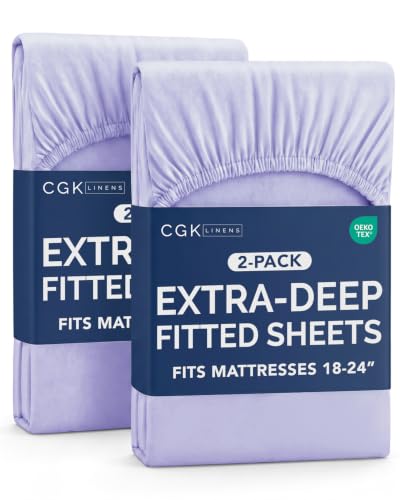 Image of CGK Linens 2 Pack Extra Deep Twin XL Fitted Sheets - Lavender