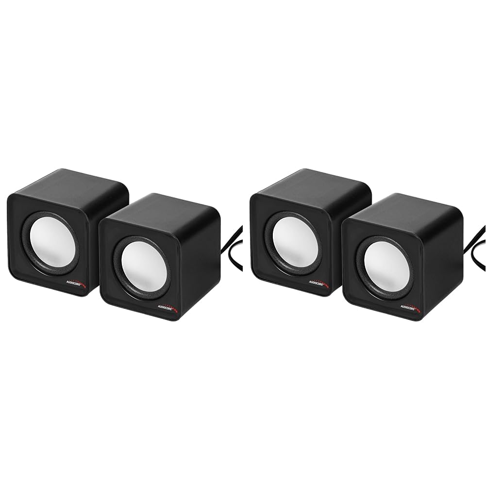 Audiocore AC870 Kompakt Stereo-Lautsprecher 2.0 PC 2x3 Watt RMS Schwarz (Packung mit 2)