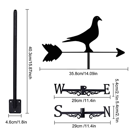 Girouette fleur oiseau en fer silhouette pour toit et extérieur - 6
