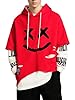 Hello MrLin Men's Techwear Hip Hop Hoodie Japanese Streetwear Patchwork Urban Jumper Red #5
