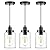 WimiSom Industrial Pendant Lighting, Modern Clear Glass Shade Farmhouse Adjustable Hanging Light Fixtures for Kitchen Island Living Room Bedroom Hallway, 3-Pack