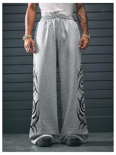Men's Baggy Sweatpants Graphic Drawstring Waist Wide Leg Sweatpants Athletic Pants Joggers Trendy2