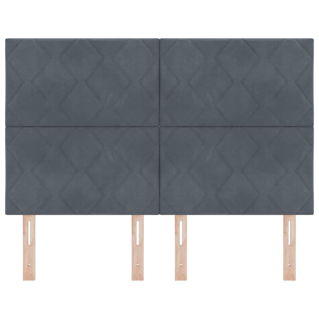Cabecero de cama 144 × 7 × 128 cm, gris oscuro, altura 118/128 cm, acolchado, de pino/madera derivada de la madera, respaldo de cama