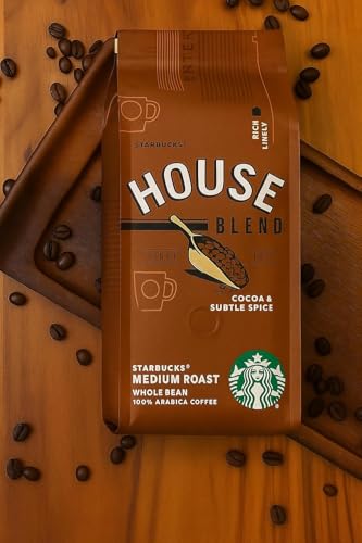 Image of Starbucks House Blend Medium Roast Whole Bean Coffee, 100% Arabica, Cocoa & Toffee Notes 250g (Product Of ‎United States of America) From DECADENT