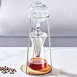 Cold Brew Drip Tower, Iced Coffee Maker, with Adjustable Speed Dripper, Stainless Steel Stand and Borosilicate Glass Pot, Coffee Lover Gift, Makes 2-4 Cups Coffee