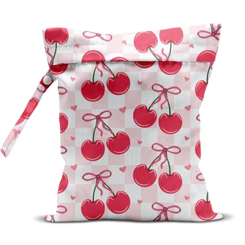 EODFFSGF Wet Dry Wet Bag for Swimsuit Towel Baby Travel Cloth Diapers Beach Gym Toiletries Makeup Storage Bag Summer Vacation Essential Holiday Summer Cherry Themed Gifts