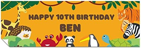 Personalised Birthday Banners for Girls & Boys - Happy Birthday Decorations for Kids Party - Birthday Girl Boy Banner - Happy Birthday Banner Blue & Colourful Balloons 1 x 3ft Small Banner