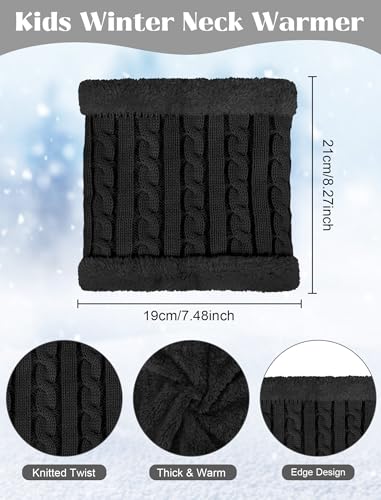 Senker Fashion Winter Kids Hat and Gloves Set for Boys Girls Toddler Pompom Knit Thick Warm Fleece Lined Cold weather4