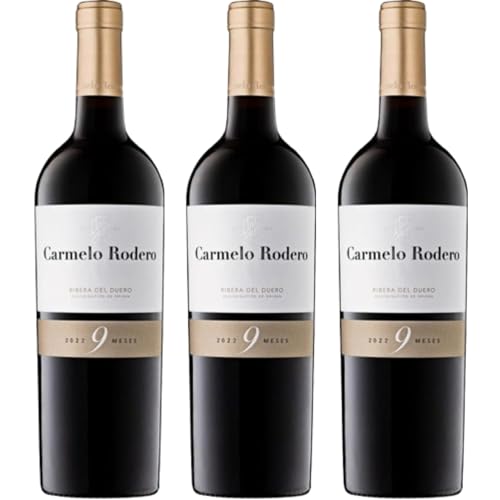 Carmelo Rodero 9 Meses, vino tinto español joven con crianza, elaborado con Tempranillo, ideal para disfrutar intensidad, frescura y equilibrio en cada copa.| 3 botellas