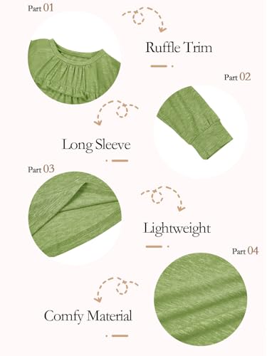 Image of Haloumoning Girls Crew Neck T Shirts Peplum Babydoll Tops Tees 4-15 Years | Girls T-Shirts, Casual Loose Tunic Tops, Cute Ruffle T Shirts, Short Sleeve Shirts, Long Sleeve Blouse