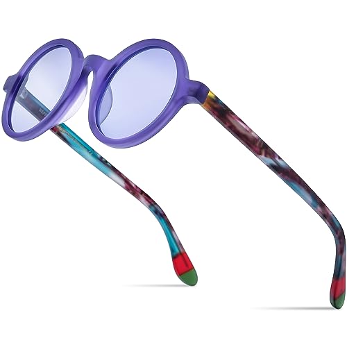 Image of HEPIDEM Matte Acetate Vintage Retro Round Polarized Sunglasses for Women 9270T