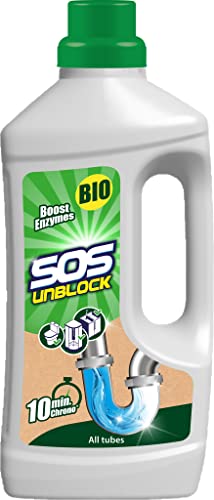 SOS Unblock Green - Déboucheur biologique - Formule enzymatique - 900 ml - Traitement et entretien écologique des canalisations - Elimine les mauvaises odeurs