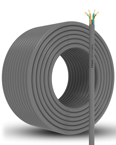 FEDUS 150 Meter Heavy Duty Outdoor Cat6 Cable Weatherproof/UV Resistant 10000mbps Ethernet Cable Suitable for Direct Burial Installations Ethernet Patch LAN Cable,Internet cable Network Cord D-Gray