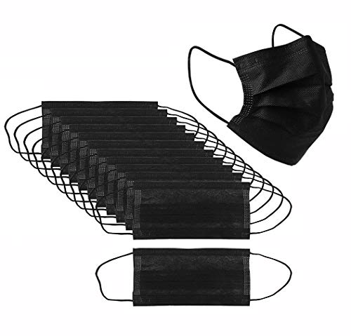 Disposable Black Face Shield 100pcs Safety 3 Ply Mouth-covering,Breathable Dust Proof Personal Protection for Adult,Indoor and Outdoor Use