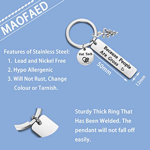 MAOFAED Vet Techs Gift Veterinary Technician Gift Because People Are Gross Veterinarian Keychain Veterinarian Graduation Gift2