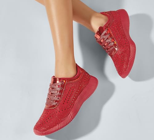 Image of BELOS Women's Glitter Shoes Sparkly Lightweight Metallic Sequins Tennis Shoes Casual Retro Braided Walking Shoes