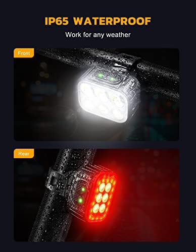 Bike Lights Set Super Bright, CIRYCASE USB Rechargeable Bike Light with Spot & Flood Beam, IP65 Waterproof Cycle Lights for Night Riding, DIY 2 x 4 + 2 x 6 Lighting Modes Bike Lights Front and Back
