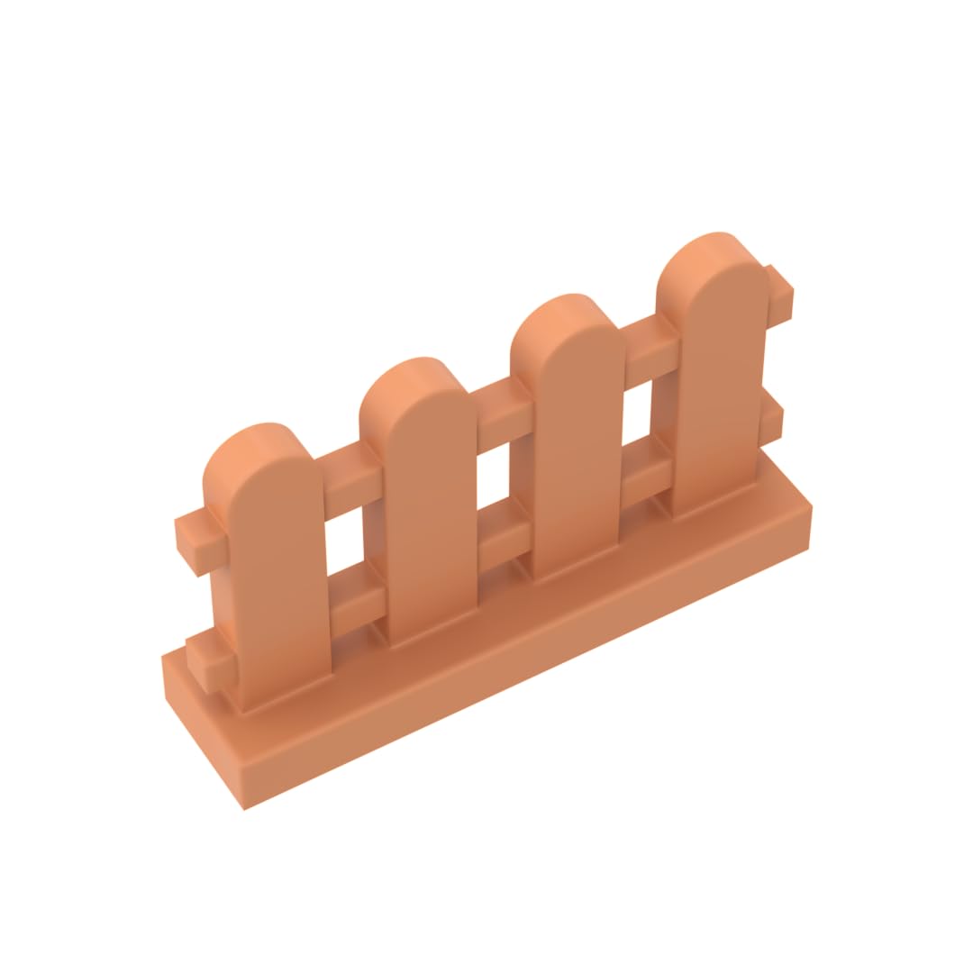 33303 Ornaments Picket Fence 1x4x2 50 Pieces GDS-1177 Compatible with Lego Building Blocks Color:Nougat — image 1