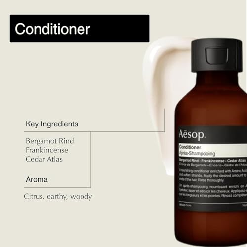 Aesop Arrival Travel Set (4-Piece) Hair & Body Care Kit – Shampoo, Conditioner, Geranium Leaf Body Cleanser & Rind Concentrate Body Balm – 1.7oz/50mL Each – Gift Set with Reusable Canvas Bag