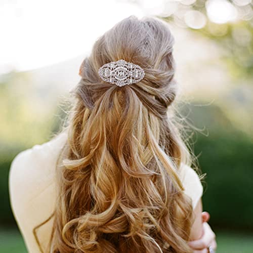 Ever Faith Women's Austrian Crystal Bridal Art Deco Hair Side Comb Clear Silver-Tone #TOP1