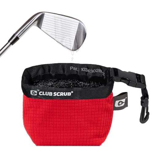 Image of Club Scrub Golf Club and Golf Ball Cleaning Bag, Waterproof Clean Face Technology Liner, Detachable Clip, Machine Washable, Cleans Club Grooves, Dry Exterior (Neoprene or Microfiber Option Available)