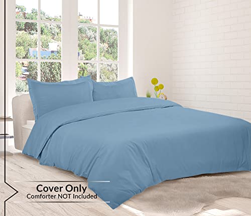 Image of ROYALE LINENS Lake Blue Duvet Cover Full Size - 3 Piece Bedding Comforter Covers - Zipper Closure - 1 Full Duvet Cover 80x90 inches and 2 Pillow Shams - No Comforter Included
