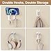 pickpiff Adhesive Wall Coat Hooks - Heavy Duty Stick-On Door Hanger, Metal Hook for Hanging Towel,Purse, Robe, Backpack, Jacket, Clothes - for Bathroom,Dorm, Closet, Kitchen - White, 4 Pack