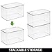 mDesign Set of 2 Storage Boxes with Lids – Stackable Plastic Storage Boxes for Nursery – Practical Plastic Toy Box Set – Clear