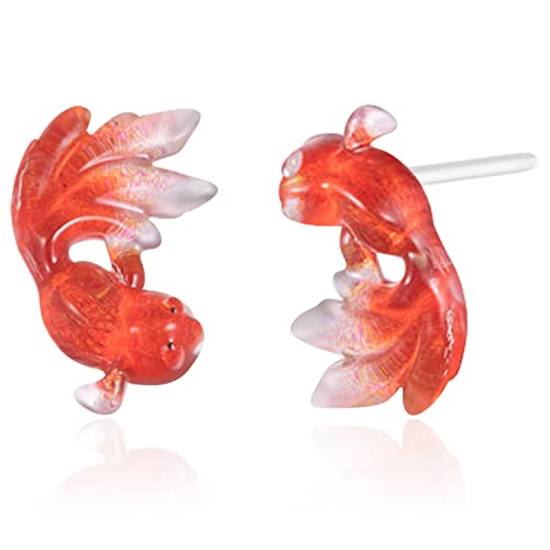 Plastic Earrings, Goldfish Plastic Earrings - 2 Pairs of Hypoallergenic Studs from KMEOSCH for Sensitive Ears
