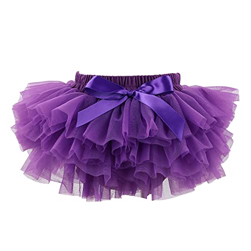 HOOLCHEAN Falda tutú suave y esponjosa para bebés y niñas pequeñas con cubierta de pañal Bloomer, Morado (, 0- 6 meses