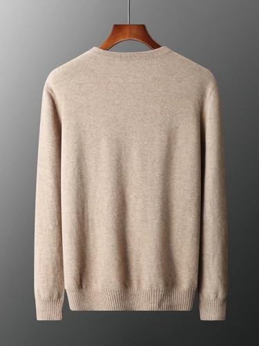Men's Crew Neck Long Sleeve Knitted Sweater Solid Color Casual Cashmere Sweater3