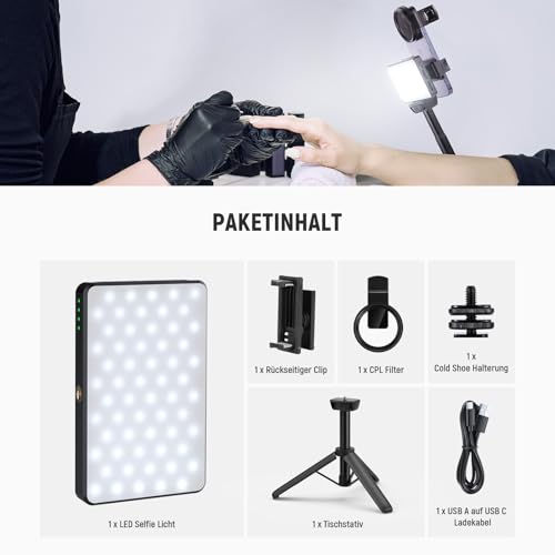 NEEWER BASICS LED Selfie und Tattoo Licht kompatibel mit iPhone, BL120B – Ansicht 9