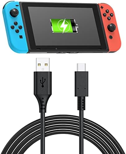 Charging Cable for Switch/Switch Lite/Switch OLED, Charger for Nintendo Switch and Switch Lite, for Samsung Galaxy S9 S8 Note 8 and Other USB C Cable (9.8ft) Black