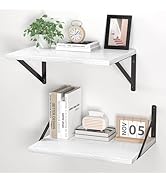 Heimlove White Deep Floating Shelves for Wall, 16W x 12D Wood Wall Shelves Set of 2, Wide Floatin...