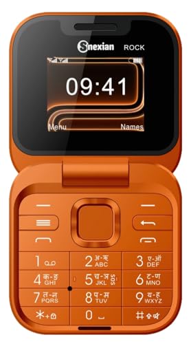 Image of Snexian Rock X Flip Dual Sim |Keypad Mobile with 1.8 inch Display |Flip|Fold|Call & SMS Indicator|Crystal Back Panel |BT Dialer|Voice Changer|Long Lasting Battery|Camera|Feature Phone| Orange