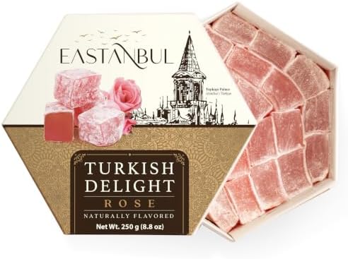 Eastanbul Turkish Delight, Turkish Delights Candy with Rose Flavor, 8.8oz