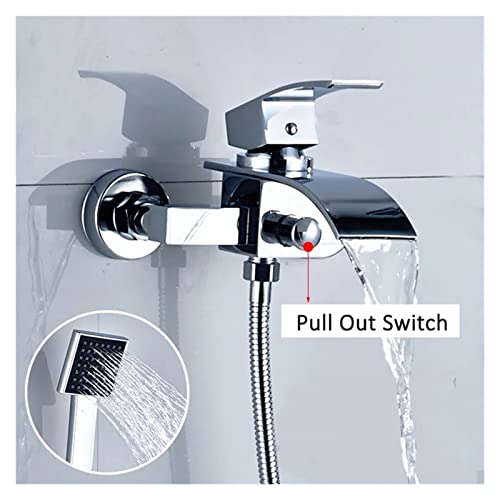 Robinet de baignoire à cascade noir avec douchette ABS - Mitigeur mural - 6