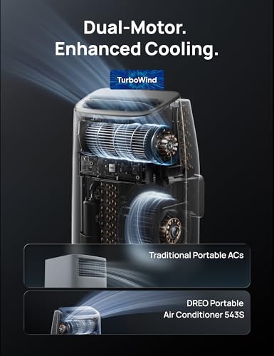 Image of DREO Portable Air Conditioner 543S, 11,000 BTU ASHRAE (7200 BTU DOE) Smart AC Unit for Bedroom with Drainage-free Cooling, Fan&Dehumidifier 3 in 1, APP /Voice /Remote, Quiet Standing AC for Room Indoors