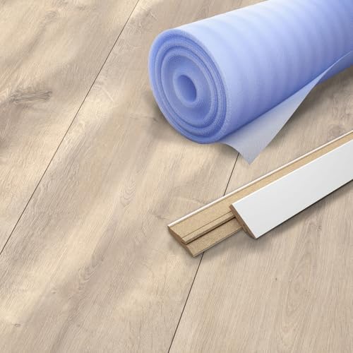 Laminat 8 mm Schlossdiele Creme 2,535 m² + kostenlose Dämmung & Fußleiste, 1‑Stab Eichenoptik XL‑Dielen, 1292×327 mm, NK 32/AC4, Fußbodenheizung geeignet, Blauer‑Engel, Made in Germany, 20 J. Garantie Laminat 8 mm Schlossdiele Creme 2,535 m² + kostenlose Dämmung & Fußleiste, 1‑Stab Eichenoptik XL‑Dielen, 1292×327 mm, NK 32/AC4, Fußbodenheizung geeignet, Blauer‑Engel, Made in Germany, 20 J. Garantie