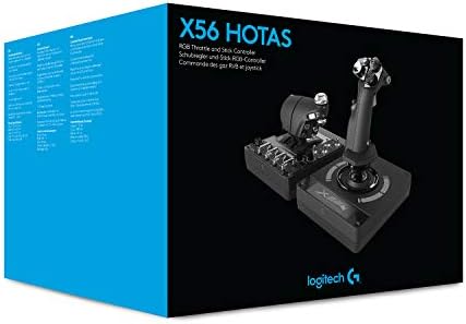 Logitech G X56 H.O.T.A.S Throttle and Joystick Flight Simulator Game Controller, 4 Spring Options, +189 Programmable Controls, RGB Lighting, 2x USB, PC - Black