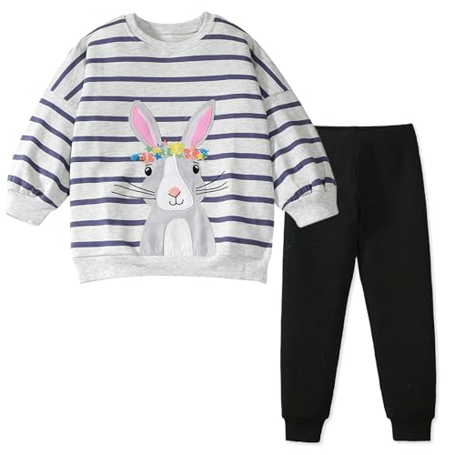 Image of HILEELANG Toddler Girl Fall Outfits Clothing Pants Set Sweatshirt Cotton Strench Leggings Playwear Sets 2pc