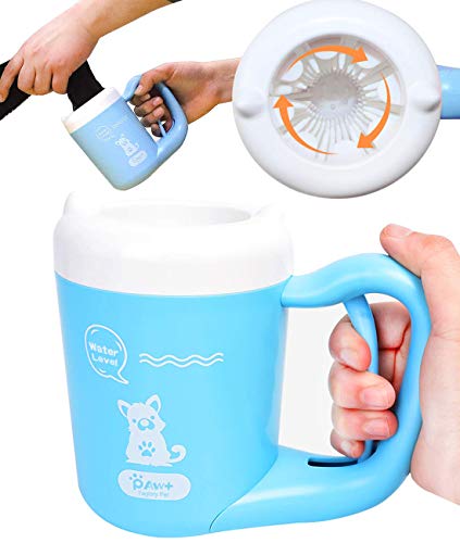 Usdrew Dog Paw Cleaner, Rotatable Paw Washer Cup for Dog and Cat Puppy Dirty Muddy Feet Cleaner Soft Silicone Brush Comfortable and Convenient