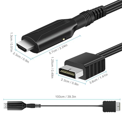 Dla PS2 na HDMI adapter Annadue, konwerter wideo HD do konsoli do gier, kabel HDMI 100 cm / 39,3", kabel HDMI PS1, PS2, do konsoli do gier, plug-and-use, wyjścia audio i wideo